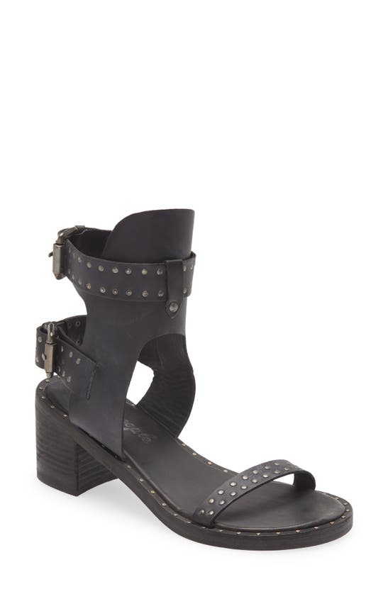 Free People Happiness Block Heel Sandal In Washed Black