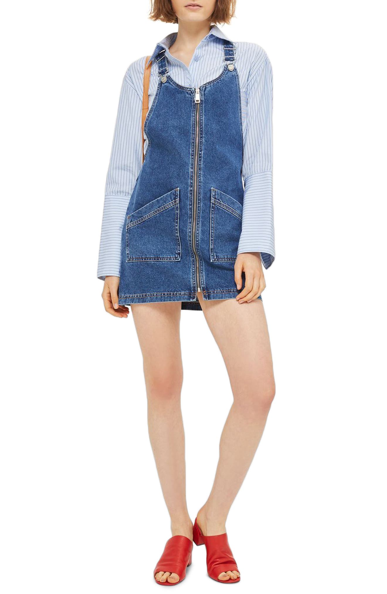 topshop denim overall dress