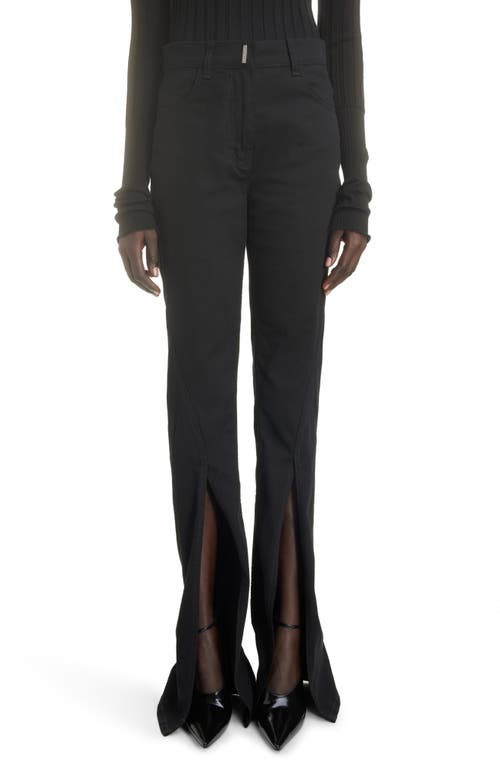 Givenchy Front Split Stretch Cotton Pants Black at Nordstrom,