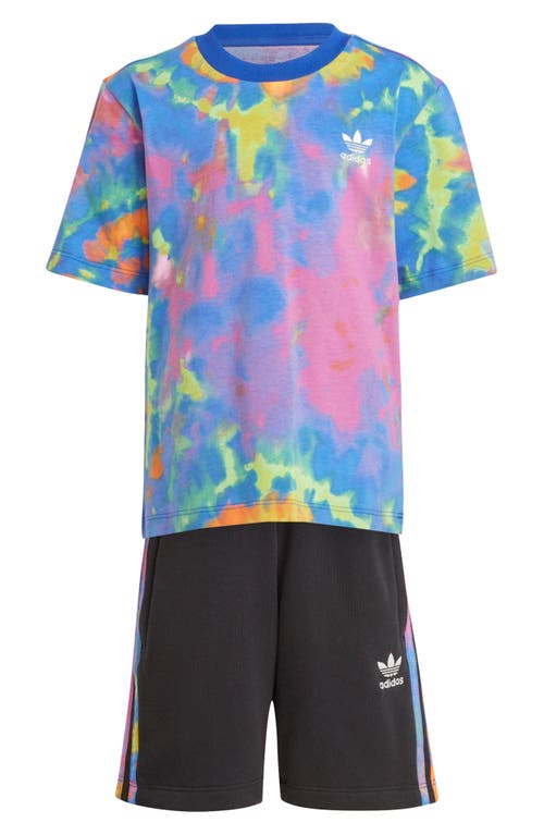 adidas Kids' Tie Dye T-Shirt & Shorts Set Black/Multicolor at Nordstrom,