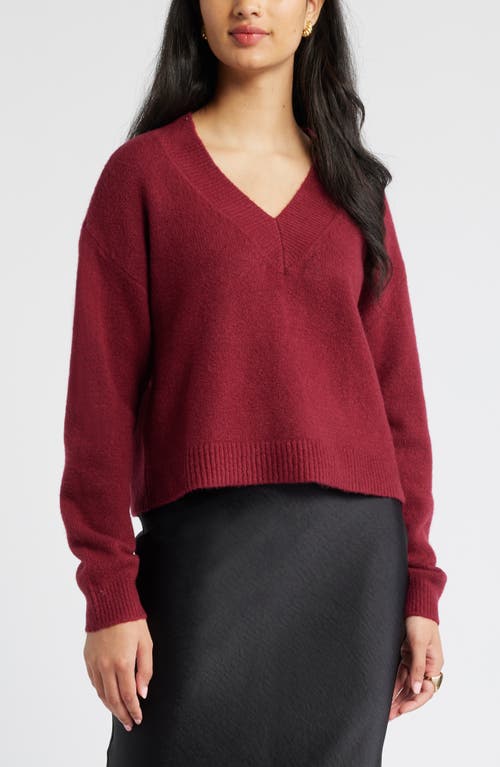 Shop Open Edit V-neck Sweater In Red Grape