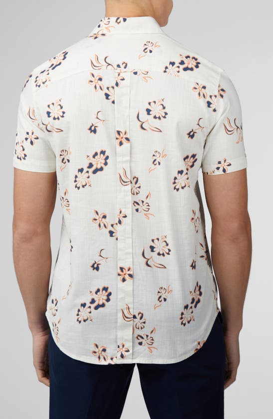 Shop Ben Sherman Floral Short Sleeve Button-up Shirt In Ivory