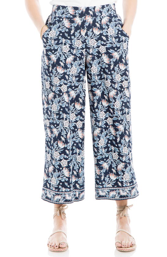 Shop Max Studio Crop Wide Leg Pants In Navy