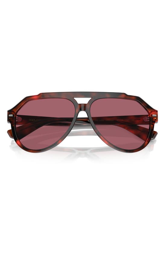 Shop Dolce & Gabbana 60mm Pilot Sunglasses In Red Havana