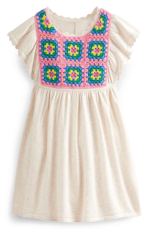 Kids' Crochet Front Flutter Sleeve Sweater Dress (Toddler, Little Kid & Big Kid)