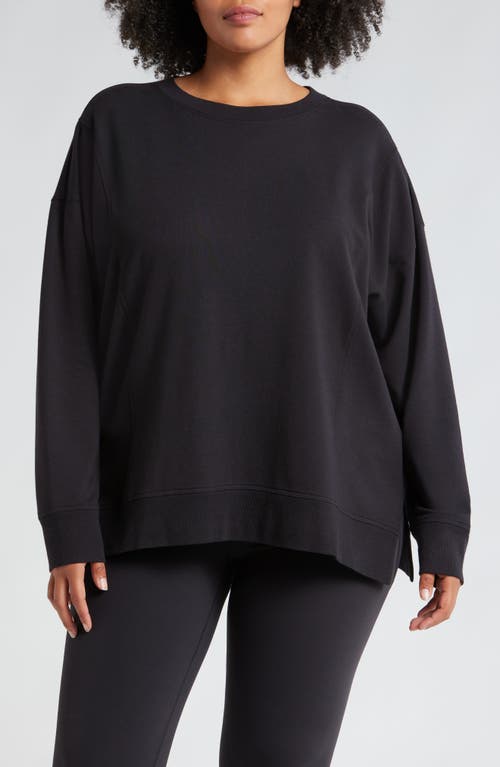 Zella Luxe French Terry Sweatshirt In Black