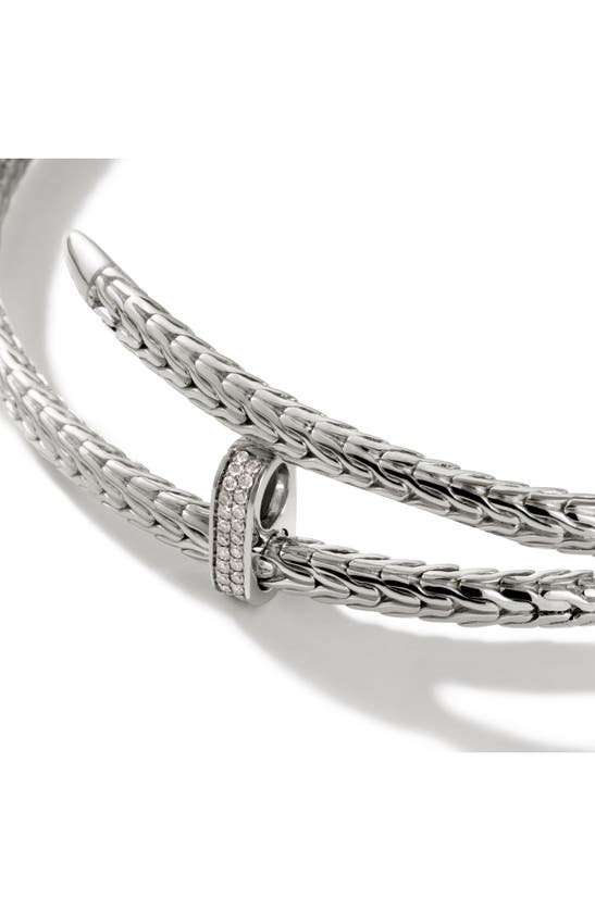 Shop John Hardy Spear Coil Diamond Choker Necklace In Silver