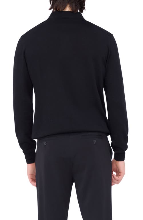 Shop Bugatchi Merino Wool Polo Sweater In Black