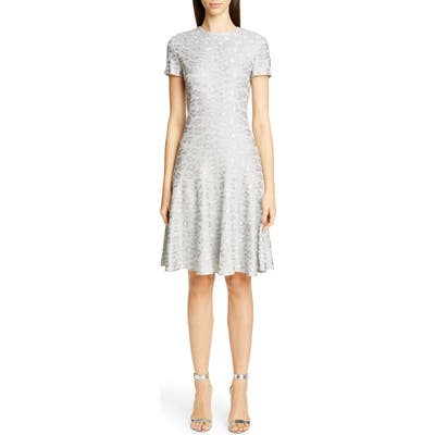 St. John Collection Metallic Animal Jacquard Knit Dress, Metallic