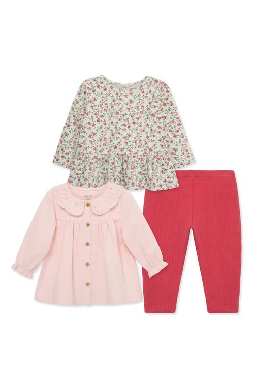 Shop Little Me Rose 3-piece Tops & Leggings Set In Pink