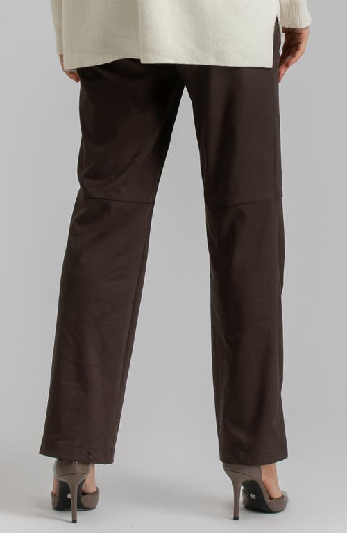 Pietro Brunelli Straight Leg Faux Leather Maternity Pants In Dark Brown