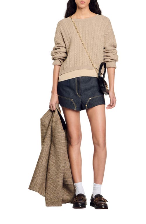 Shop Sandro Wool And Cashmere Sweater In Beige