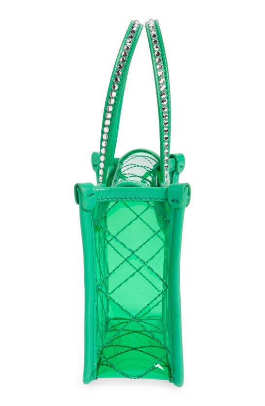 Amina Muaddi Amini Betty Quilted Satin Top Handle Bag In Pvc Emerald