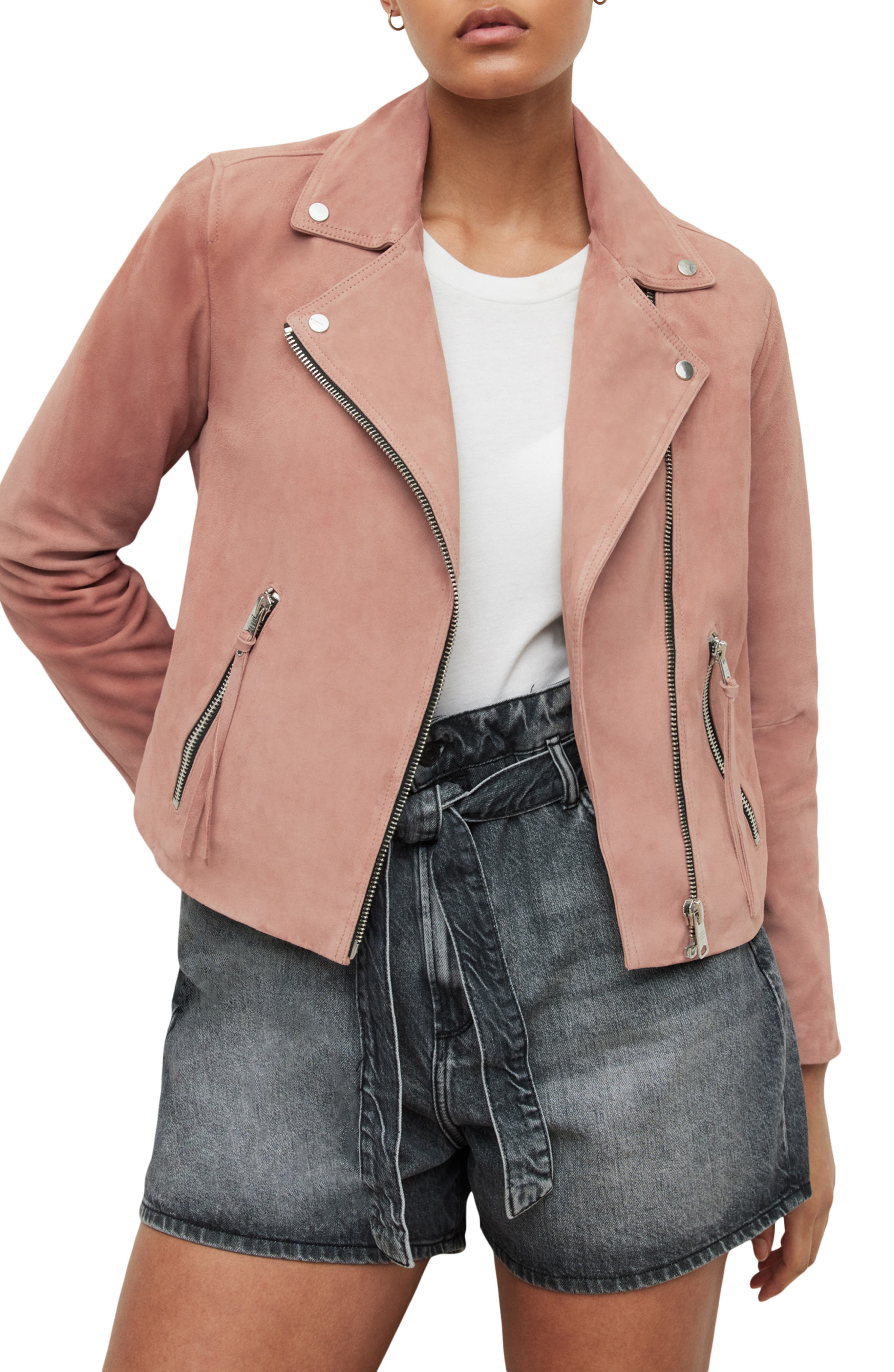 AllSaints Dalby Suede Biker Jacket | Nordstrom