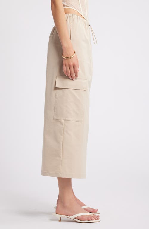 Shop Open Edit Drawcord Maxi Utility Cargo Skirt In Tan Oxford