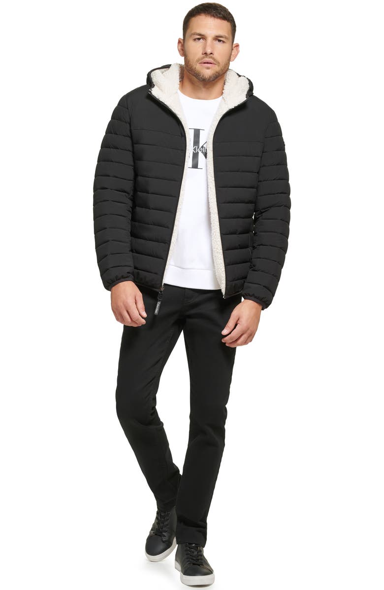 Calvin Klein Faux Shearling Lined Hooded Puffer Jacket | Nordstromrack