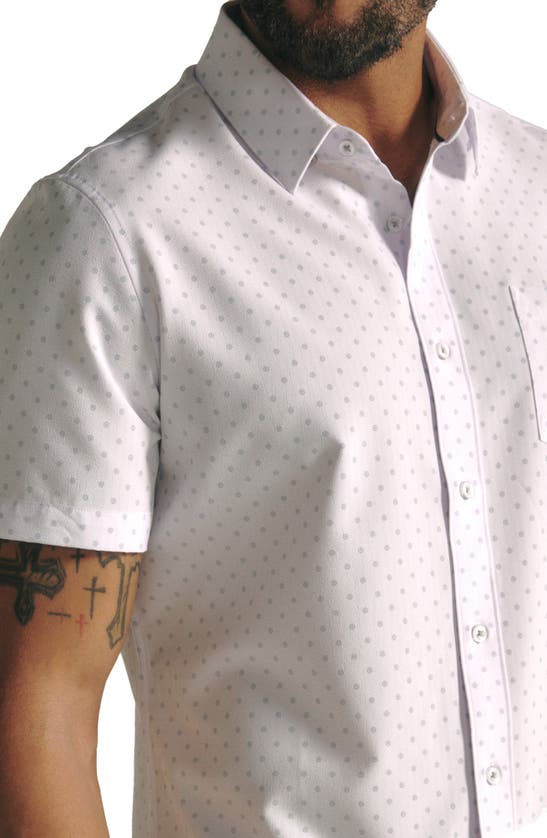 Shop 7 Diamonds Gareth Floral Dot Short Sleeve Performance Button-up Shirt In White