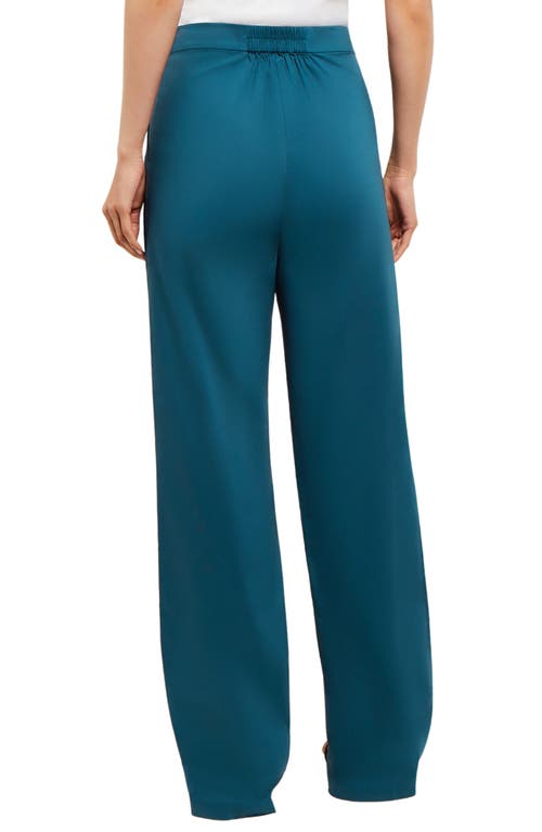 Misook High Waist Cotton Blend Straight Leg Pants In Marine Teal