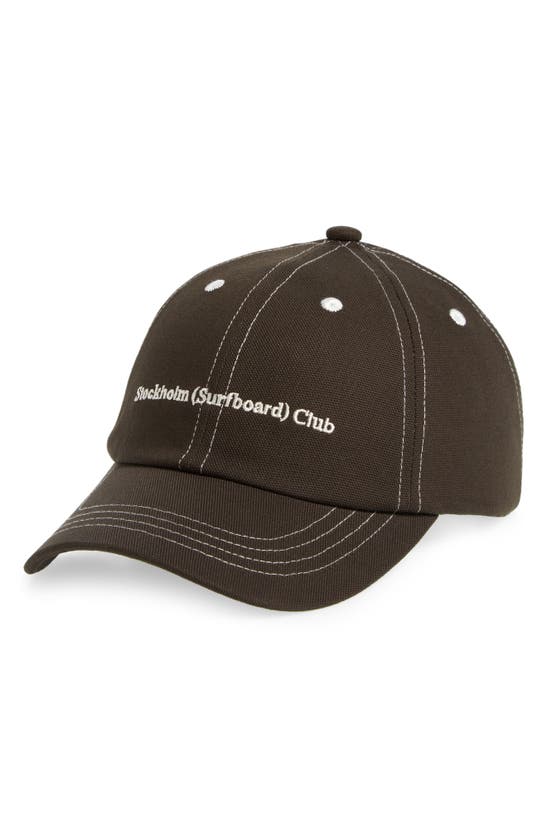 Shop Stockholm Surfboard Club Pac Logo Embroidered Baseball Cap In Faded Black
