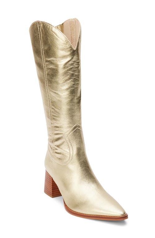 Addison Pointed Toe Western Boot in Gold