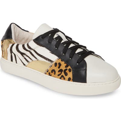 Matisse Zoe Animal Prints Genuine Calf Hair Sneaker- Black