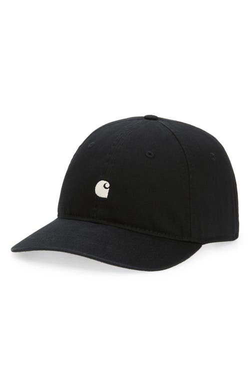 Madison Logo Embroidered Baseball Cap in Black/Wax