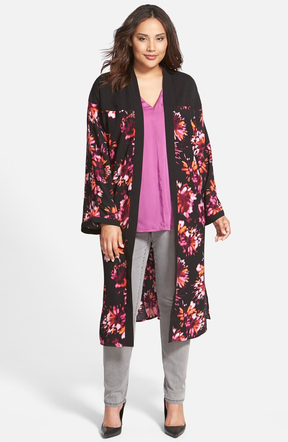 Sejour Floral Kimono Duster (Plus Size) Nordstrom