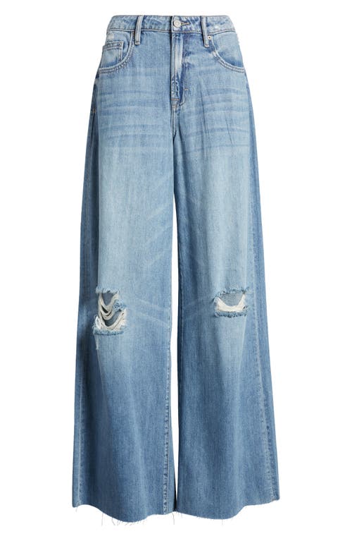 Shop Hidden Jeans Ripped Supersoft Wide Leg Jeans In Medium Wash