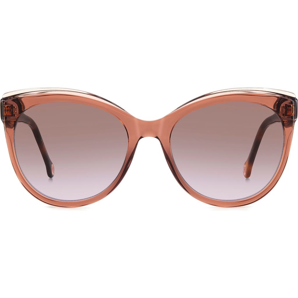 Carolina Herrera 57mm Gradient Round Cat Eye Sunglasses In Brown