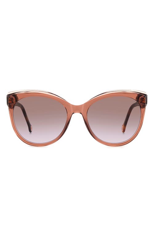 Carolina Herrera 57mm Gradient Round Cat Eye Sunglasses in Havana/grey Shaded Pink at Nordstrom