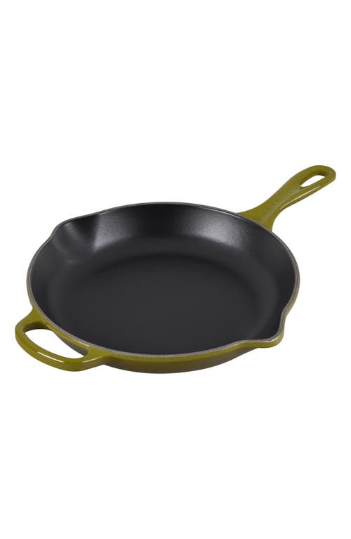 Le Creuset Signature Handle 10 1/4 Inch Enamel Cast Iron Skillet In Olive