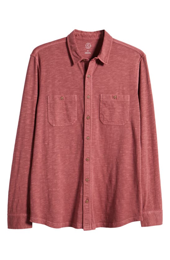 Shop Treasure & Bond Long Sleeve Button-up Shirt In Burgundy Shade