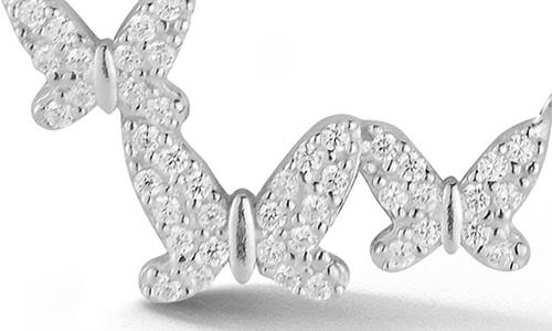 Glaze Jewelry Cz Butterfly Station Chain Necklace In Silver