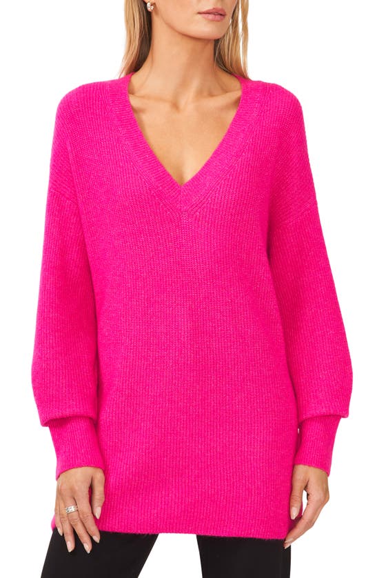 Halogen V-neck Tunic Sweater In Taffy Pink