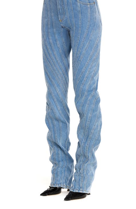 MUGLER Sheer spiral stretch-knit and mesh leggings - Enny Monaco