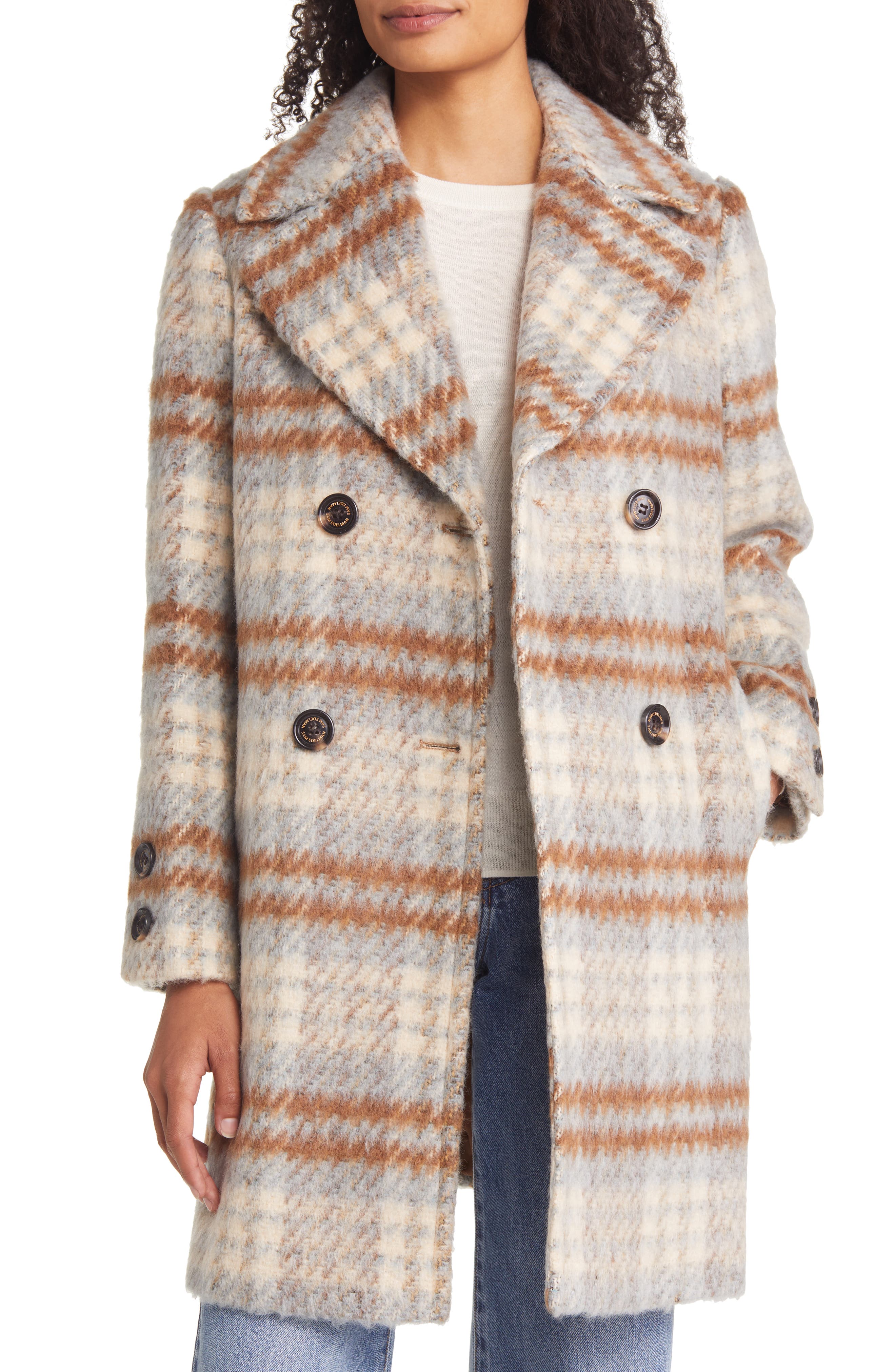 Women's Double-Breasted Plaid Coat