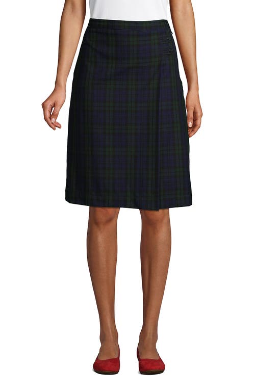 Lands' End School Uniform Young Plaid A-line Skirt Below The Knee In Classic Navy/evergreen Plaid
