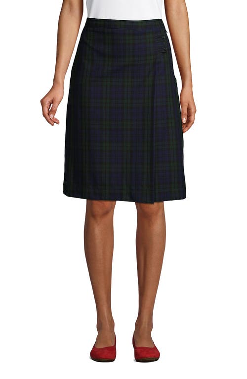 Shop Lands' End School Uniform Young  Plaid A-line Skirt Below The Knee In Classic Navy/evergreen Plaid