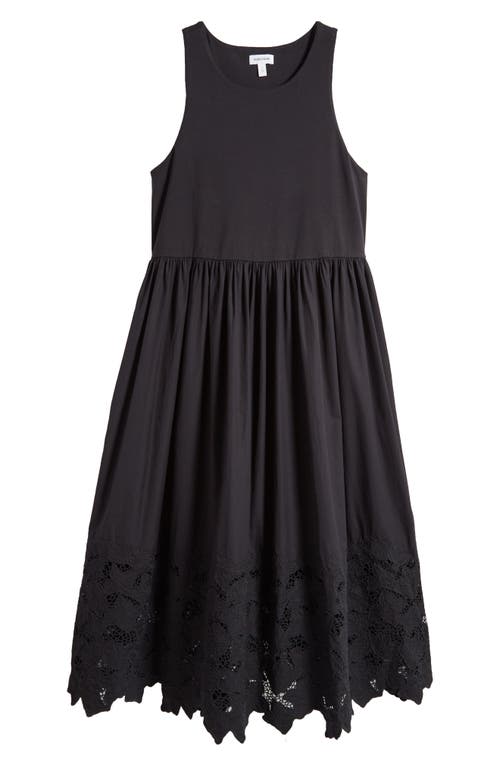 Nordstrom Embroidered Sleeveless Mixed Media Dress Black at Nordstrom,