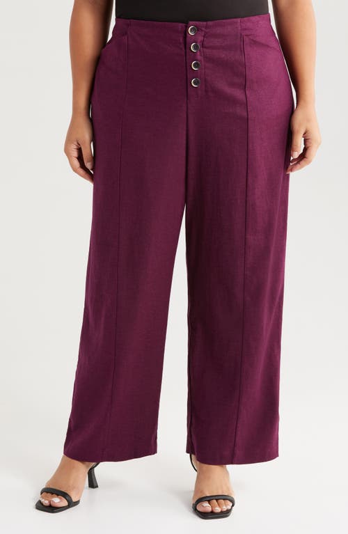 Universal Standard Coastal Midweight High Waist Linen Blend Pants In Elderberry