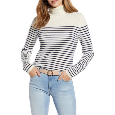 1901 Stripe Wool & Cashmere Turtleneck Sweater, Ivory