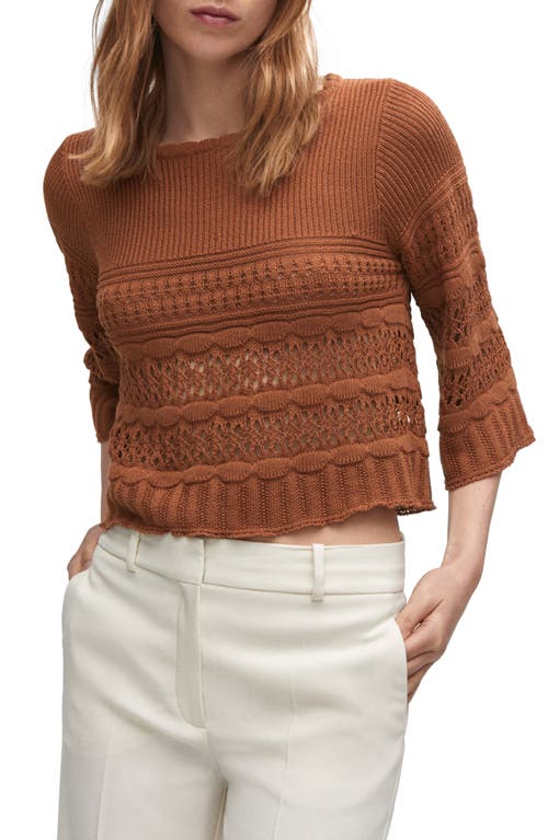 MANGO Openwork Sweater in Burnt Orange at Nordstrom, Size Xx-Small