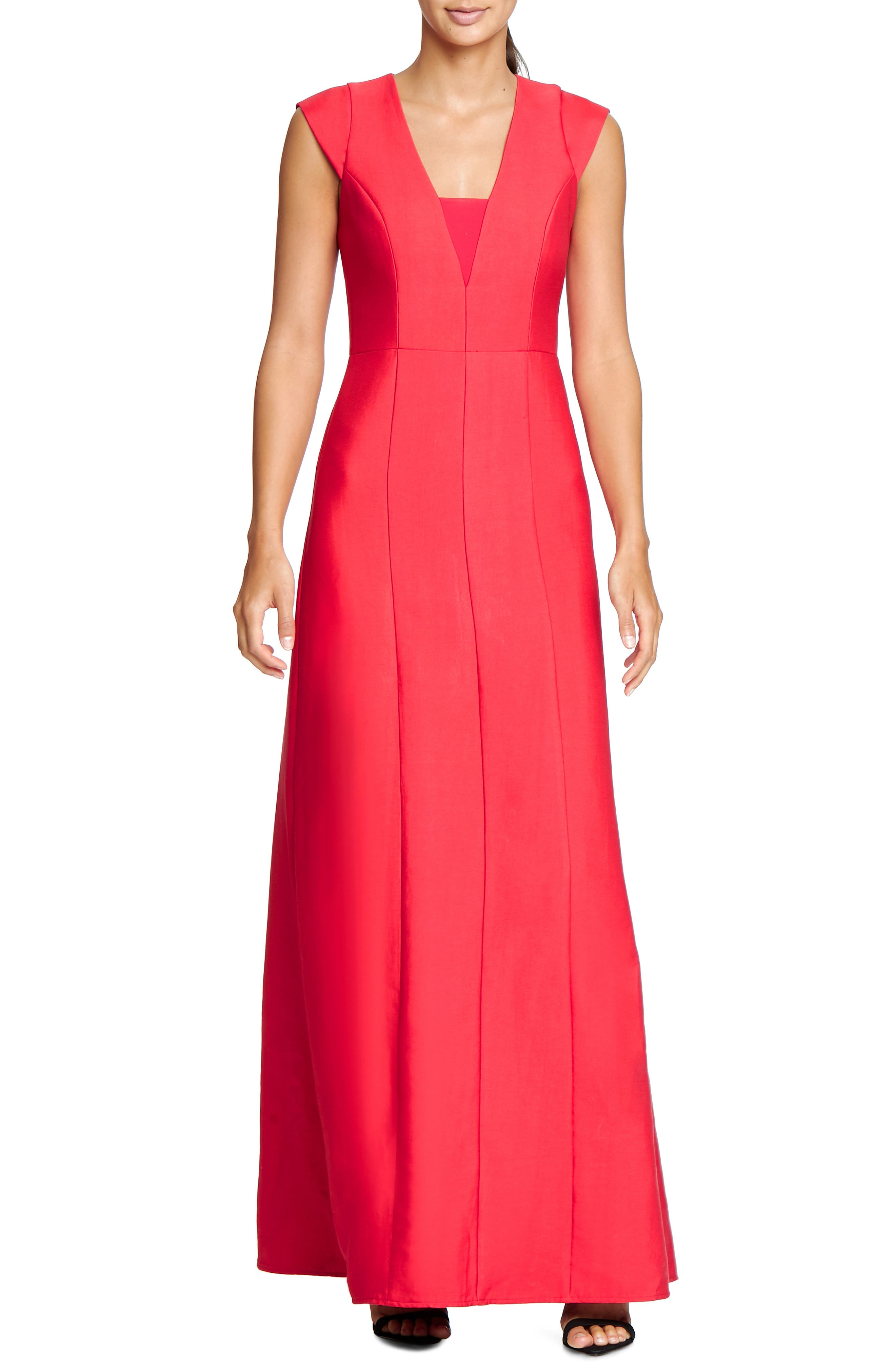 halston red gown