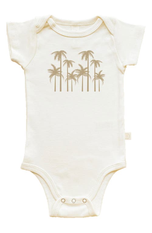 Tenth & Pine Palm Trees Organic Cotton Bodysuit Natural at Nordstrom,