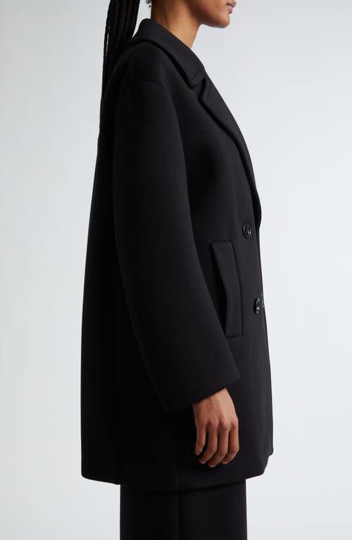 Shop Max Mara Gradi Double Breasted Jersey Coat In Black