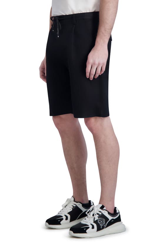 Shop Karl Lagerfeld Paris Linen & Cotton Drawstring Shorts In Black