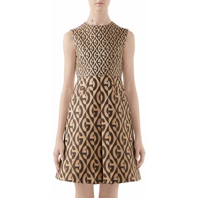 Gucci Gg Rhombus Jacquard Minidress, US / 40 IT - Beige