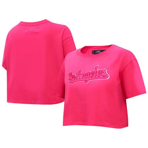 Women's Pro Standard Pink Los Angeles Dodgers Triple Pink Boxy Cropped T-Shirt