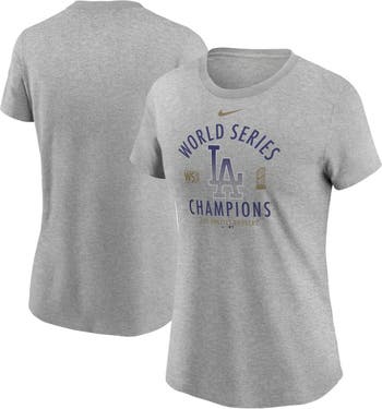 Women's Nike Heather Charcoal Los Angeles Dodgers 2020 World Series  Champions T-Shirt 