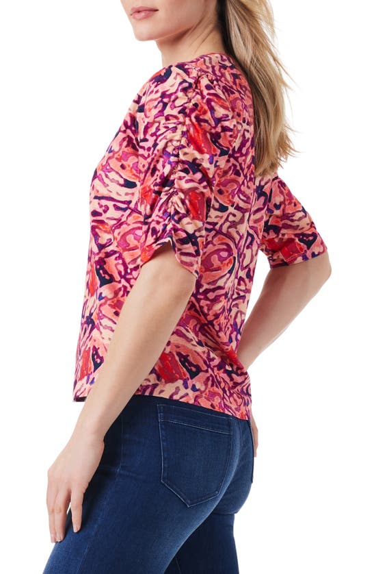 Shop Nzt By Nic+zoe Blurred Floral Cotton Top In Pink Multi